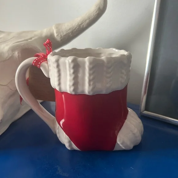 Rae Dunn Christmas Xmas Red and White Merry Christmas Stocking Mug - Picture 2 of 5
